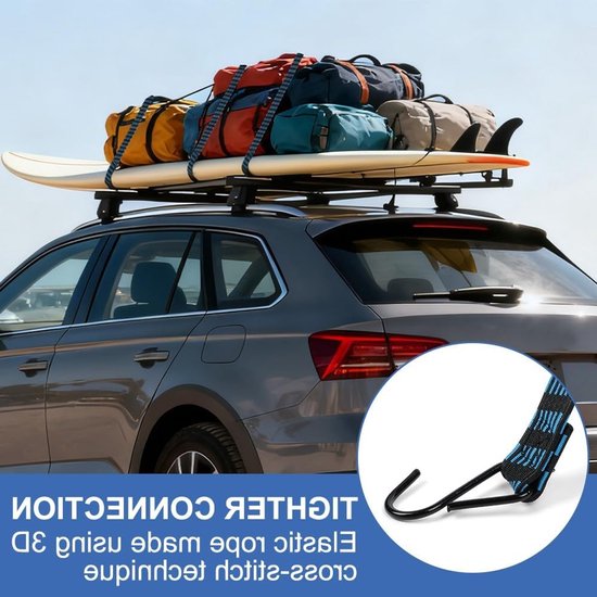 Duurzame Bungee Koorden van 2.5 cm Breed met Haakjes, Set van 5 Stuks - Ideaal voor Fietsen, Kamperen en Auto Bevestiging van Merkloos — afbeelding 4