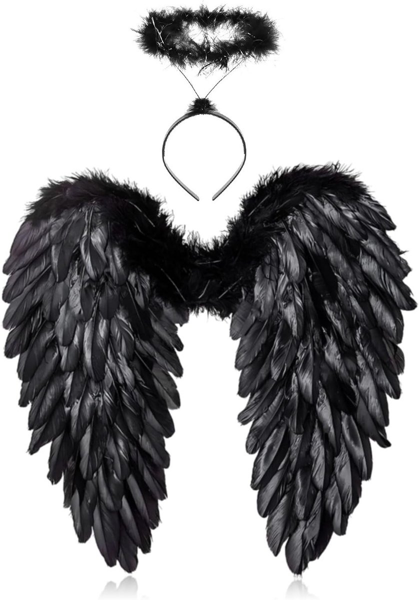 Zwarte 60 cm Engelachtige Vleugels voor Vrouwen en Meisjes - Perfect voor Feestjes, Carnavals en Kostuums