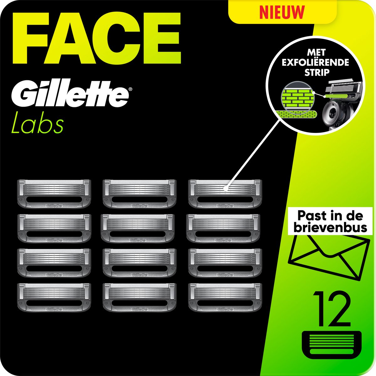 Bol.com Gillette Labs Scheermesjes voor Mannen - van de makers van Gillette Fusion - 12 stuks aanbieding