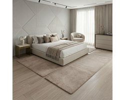 FLOORDIREKT Slaapkamen vloerkleed - Sundae - Set - Beige - 1 Loper 80 x 300 cm + 2 Loper 80 x 150 cm