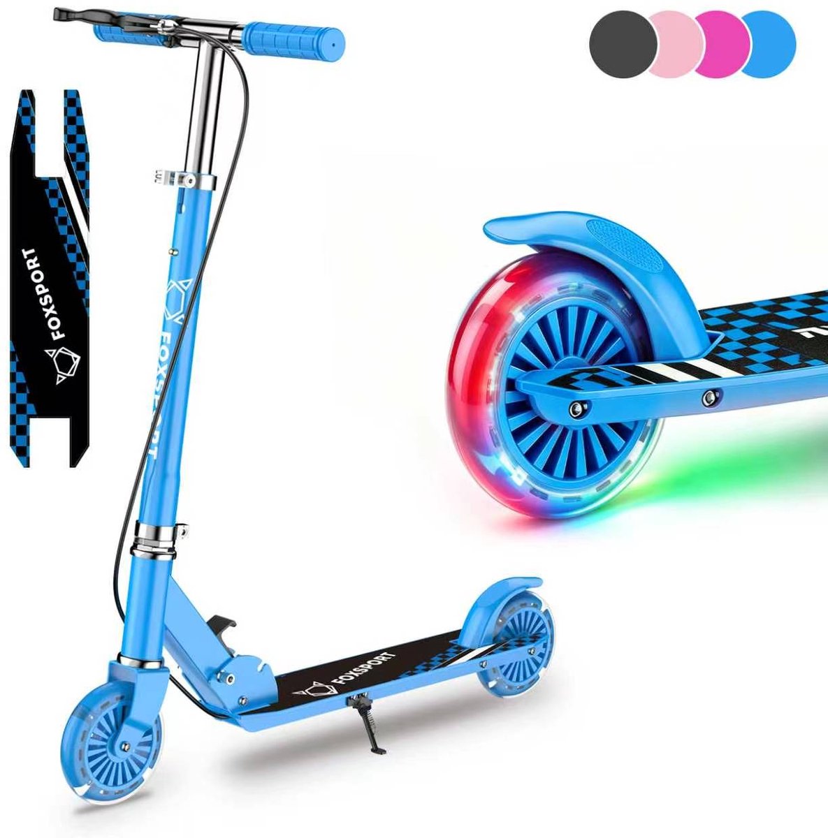 FOXSPORT Kinderstepjes - Kinderscooter -Kinderstep-Draagkracht tot 100 kg-Kick Step - Lagers ABEC-7- Drie instel - Blauw