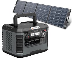 HEKO Solar Master 2000 + Unfold 200 - Powerstation met Zonnepaneel - 2000W (4000W piek) - 1799wh Capaciteit - 200 Wp Zonnepaneel - Draagbaar - Generator - Voor Noodpakket, Stroomuitval, Kamperen en Outdoor