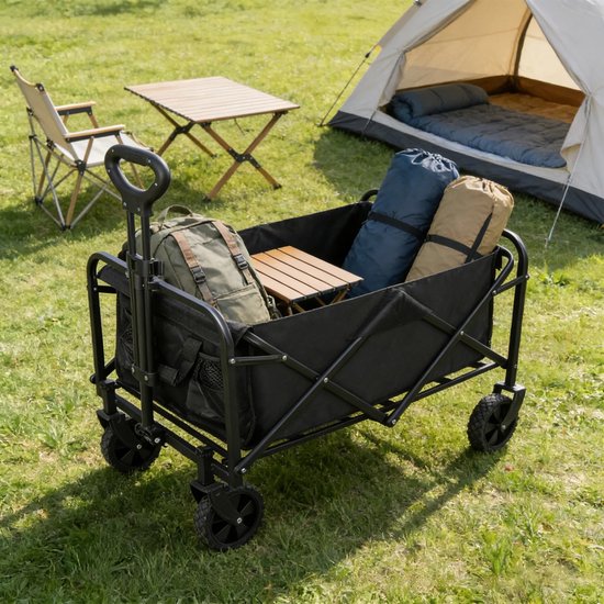 Damenzo - Bolderkar - Bolderkar opvouwbaar - Bolderkar voor boodschappen & kamperen - Draagvermogen 75kg - Inhoud 100L - 70x43x72cm - Zwart van Merkloos — afbeelding 2