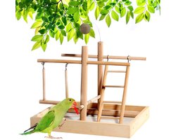Natuurlijke Houten Perch voor Vogels, Klimladder en Speeltoestel voor Papegaaien, Parkieten en Vinken, Ideaal voor Vogelkooien en Speeltijd