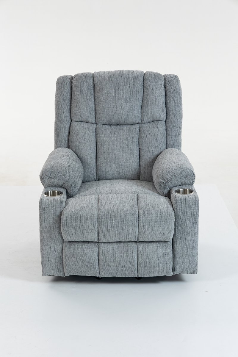 MIVRAY Sta-op Stoel - Elektrische Relaxfauteuil Met Massage En Warmte - Voor Senioren En Woonkamer - Fluweel Lichtgrijs – foto 6