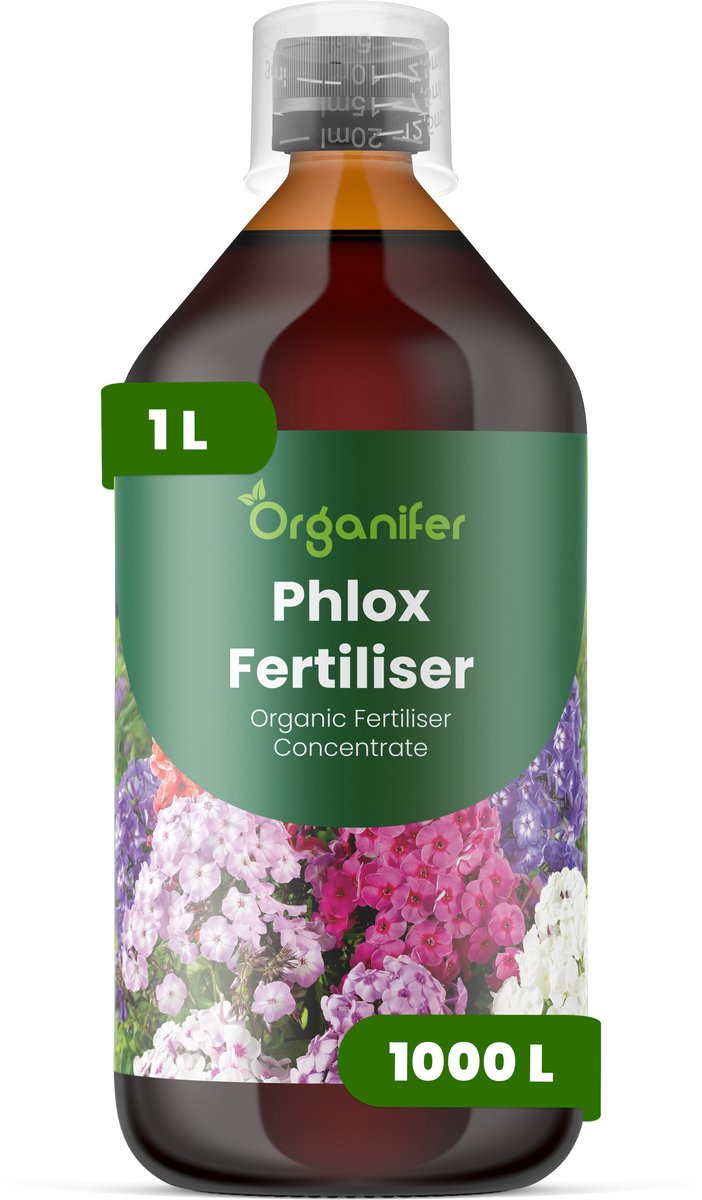 Vloeibare Meststof Voor Phlox 1 L Voor 1000 L - Npk 2-1-8 - Geschikt Voor Meerjarige En Eenjarige Vlambloemsoorten - Ondersteunt Herstel Na Snoeien - Bevordert Een Uitbundige Bloei En Levendige Bloemkleur - Organifer