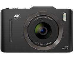 Camera -Digitale camera - Draagbare minicamera- 48MP Compact Fototoestel -Anti-shake en Autofocus - Geschikt voor reisverslagen- voor Jongens en Meisjes - Zwart