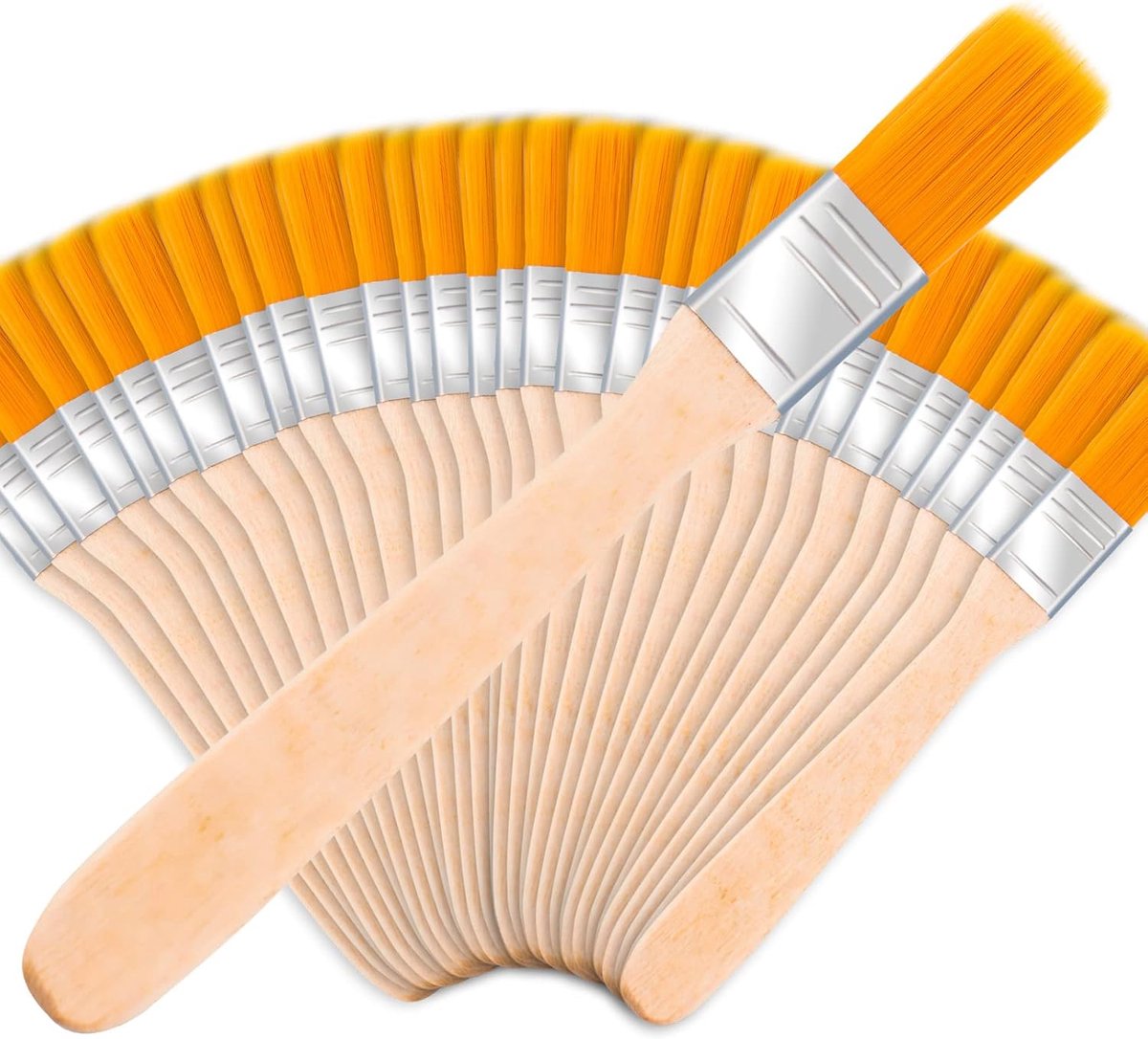 Platte Kwasten - 30 Stuks - Verfkwastenset - Verfkwasten - Kinderkwasten - Kleine verfkwasten voor knutselen - voor muurschilderingen, schoonmaken, afstoffen, acrylverf, kleurstoffen, vernissen