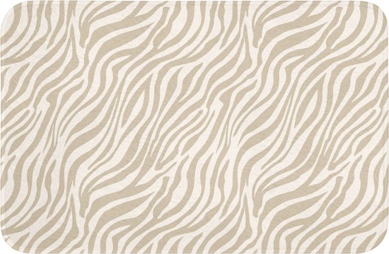 Badmat 60x40 cm - Antislip - Zebra - Patroon - Beige - Badmatten voor badkamer - Badkamermat - Douchemat - Badkamer mat