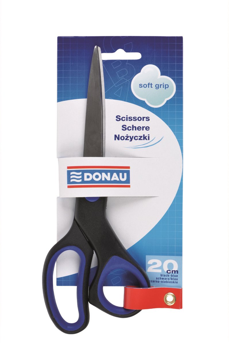 Schaar 200mm soft grip blauw/zwart