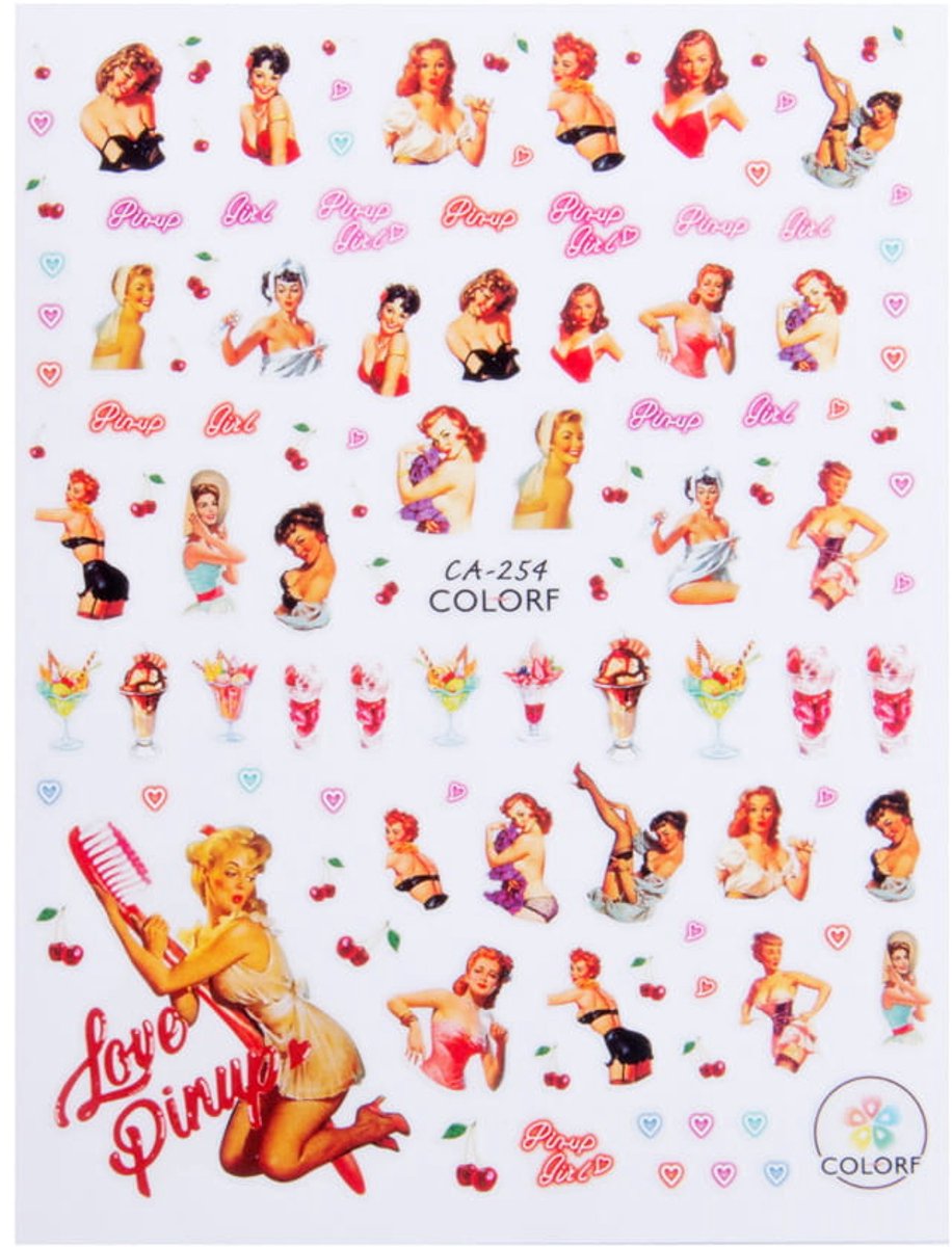 Allepaznokcie Collectie - Zelfklevende Nagelstickers - Pin-Up Girl - Dunne Design CA-254