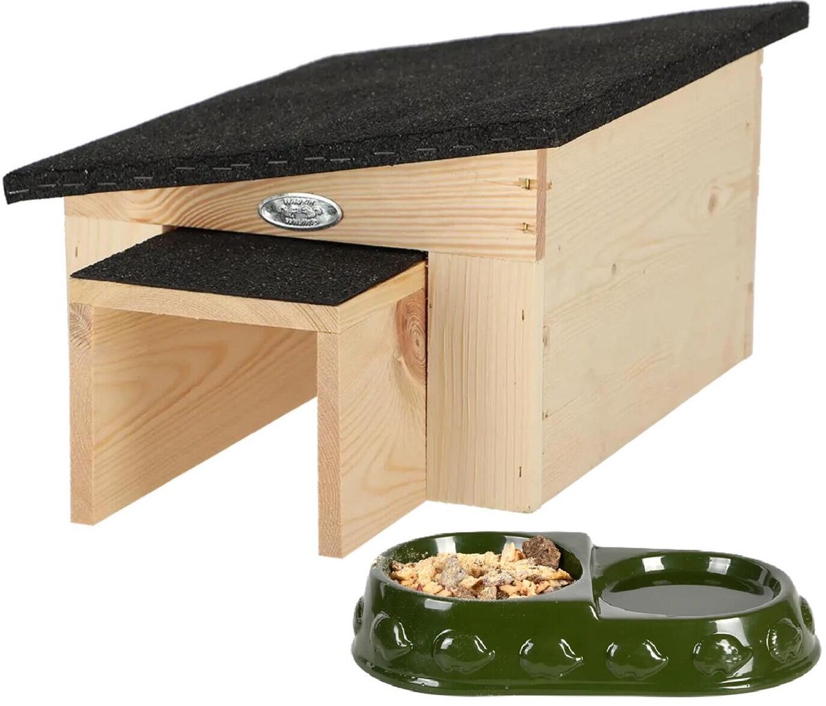 Best for Birds Egelhuis en voederbakje set - 61 x 30 x 20 cm - hout - weerbestendig
