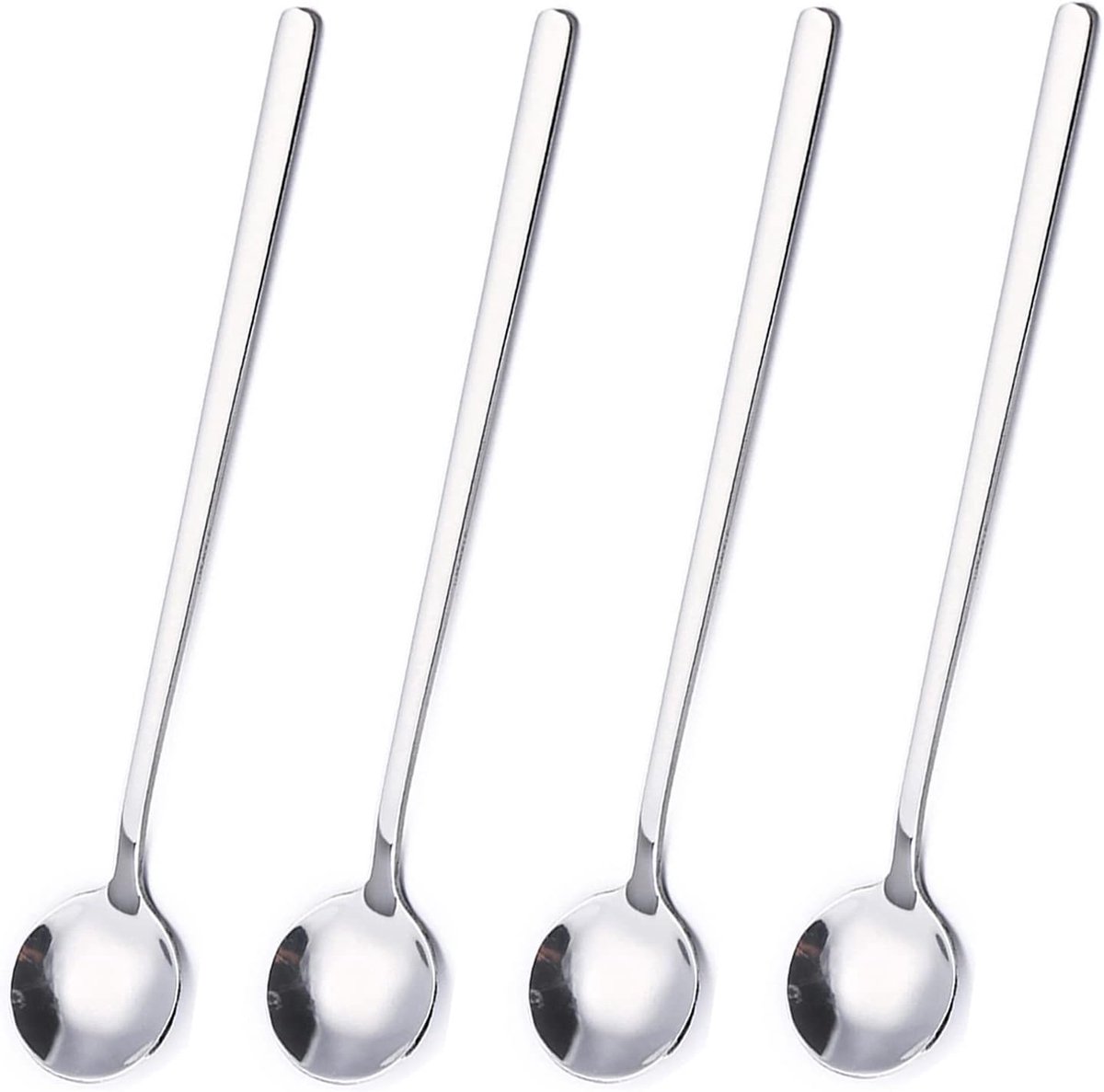 4 stuks roestvrijstalen koffielepels, 17 cm roerlepels, zilveren roerlepels voor koffie, thee, dessert, cake, ijs en cappuccino