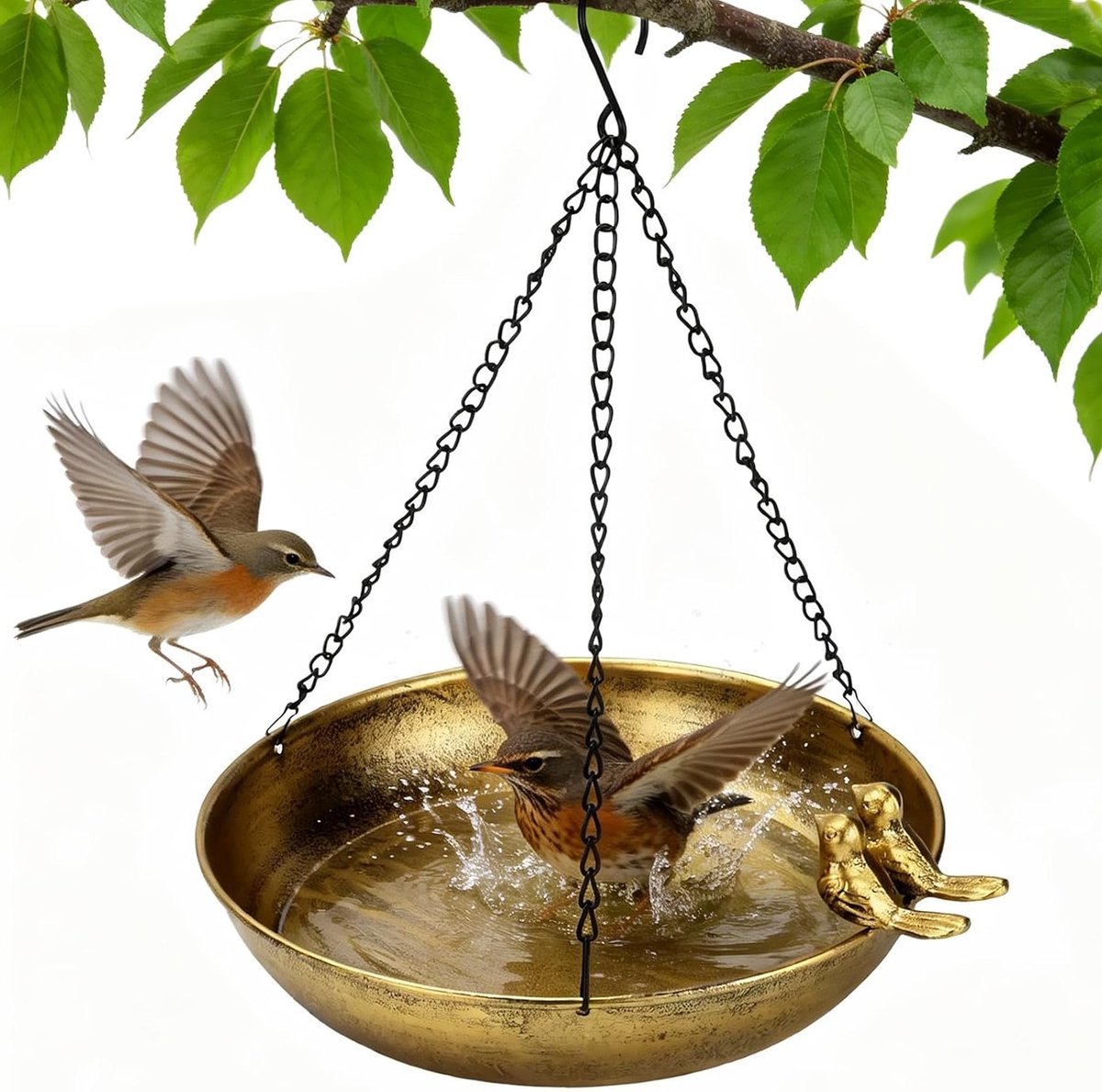 Hanging Bird Bath van metaal voor de tuin - Winterbestendige vogelbad en voederstation voor vogels