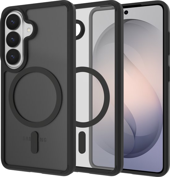 Cazy Hoesje geschikt voor Samsung Galaxy S26 Plus Hoesje geschikt pour MagSafe - Military Grade Backcover - Zwart