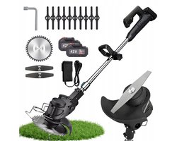 150W Grasmaaier - Accu Grasmaaier - Draadloze Trimmer - 90° Verstelbare Kop & 90-125cm Steel - 2x2600mAh Batterij & 3 Messen - Voor Tuin