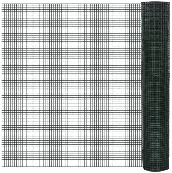 Verzinkt Draadgaas op Rol - 10 x 1 Meter - Maaswijdte 19 x 19 mm - Groen PVC-Gecoat - Volièregaas & Kippengaas - Weerbestendig & Flexibel
