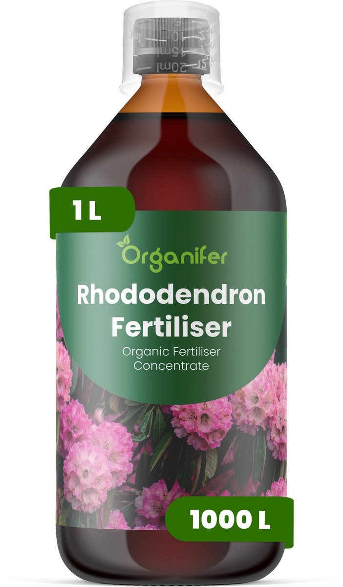 Vloeibare Meststof Voor Rododendron 1 L Voor 1000 L - Npk 2-1-8 - Ondersteunt Evenwichtige Groei Bij Rododendrons - Geschikt Voor Borders - Bosplantsoen En Potten - Verbetert Bladkleur - Stevigheid En Seizoensvitaliteit - Organifer