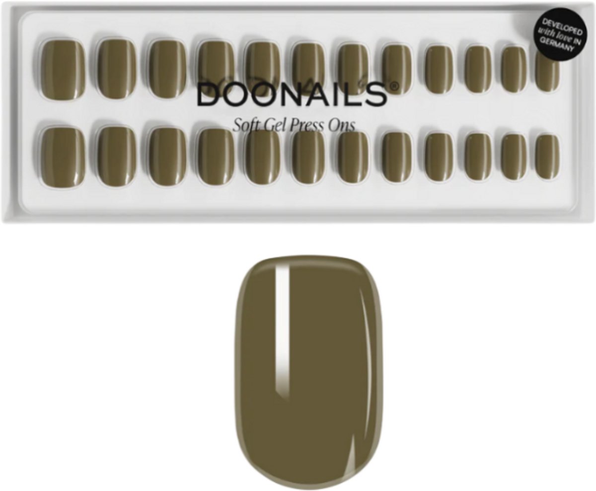 Doonails - Soft Gel Press Ons - Moss Green Short Square