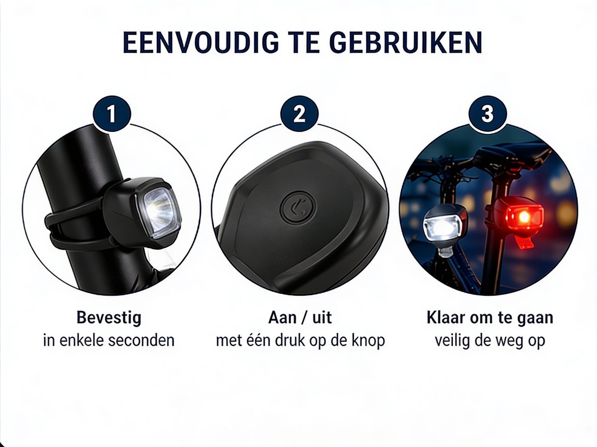 DRA LOGISTICS Fietsverlichting Set Voor & Achter - Inclusief 4x CR2032 thumbnail 4