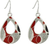 Kleine- hang -oorbellen- Rood -zilverkleur- metaal- 2.5 cm