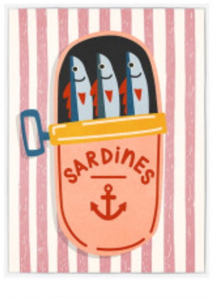 Sardientjes roze schilderij - Item Int.