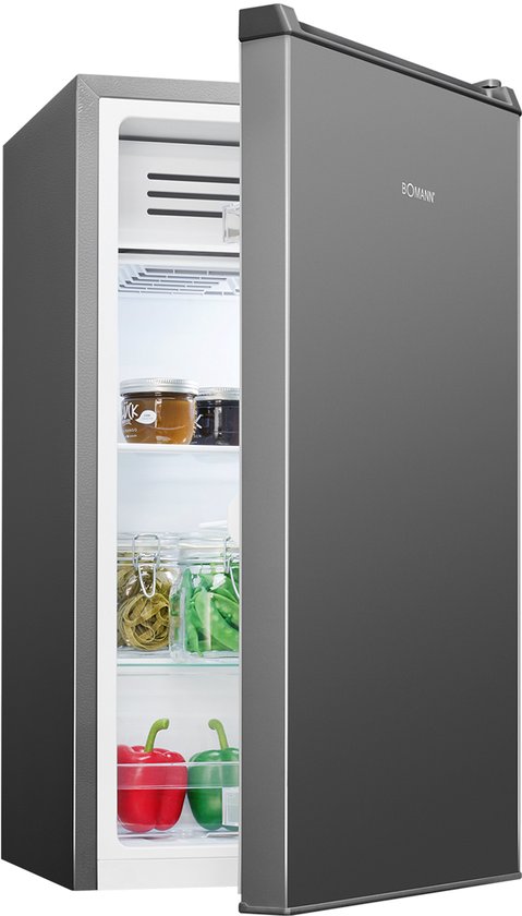 Bomann KS 7257 koelkast 83L grafiet met ijsblokjesvak, energiezuinig, stil, 0-8°C instelbaar, 2 legplanken, draaibare deur