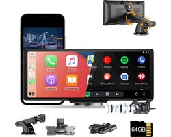 ESSGOO Geschikt voor CarPlay Scherm 10.26 Inch – Geschikt voor Android Auto Scherm – Draadloos - CarPlay-autoradio met 4K-frontcamera – Auto Scherm – Universeel – Touchscreen - Incl. 64 GB SD-kaart