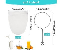 Herbruikbare Notenmelk Zak Set van 4 Stuks met Houder, Katoenen Filterdoek voor Melk, Sap en Koffie, Ideaal voor Notenmelk, Havermelk en Groentesappen
