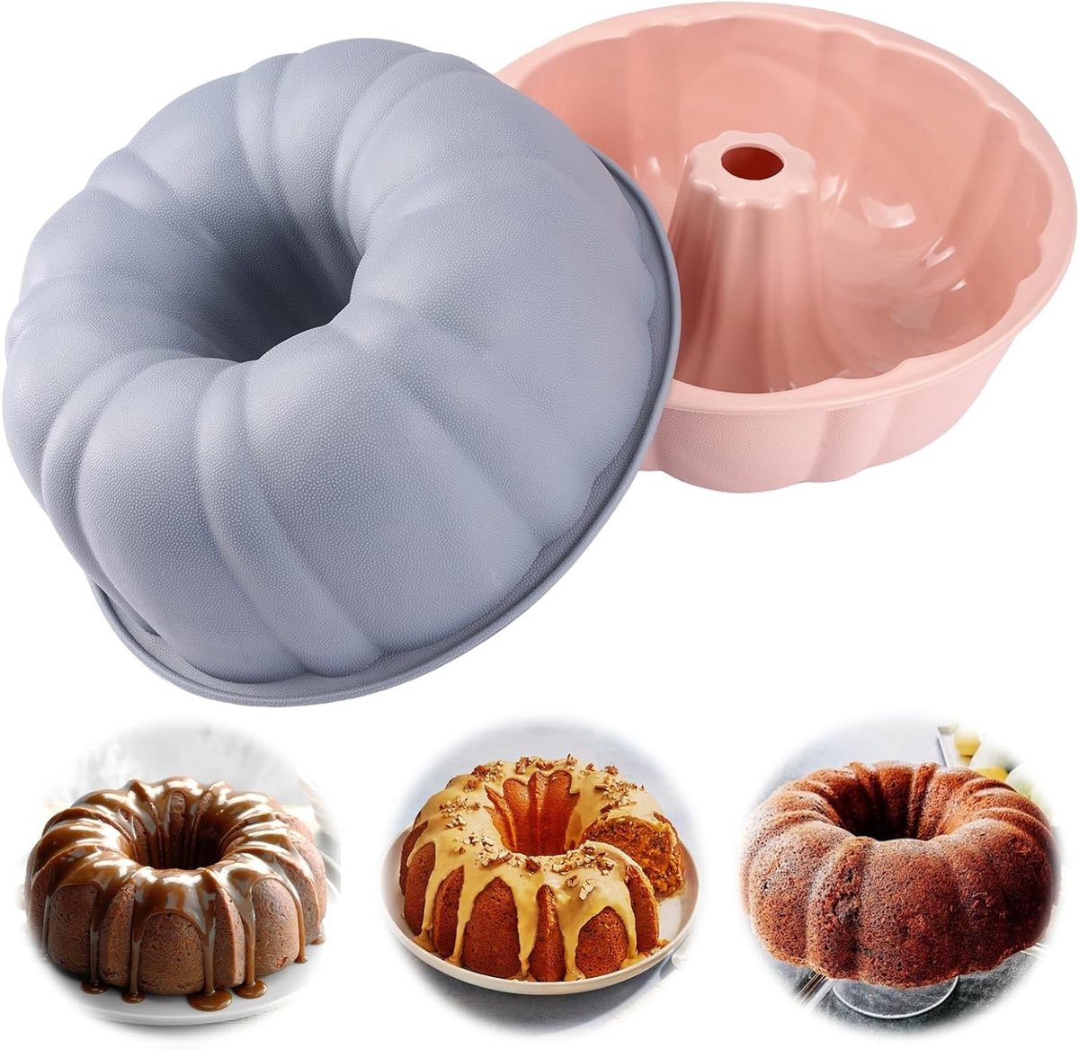 Siliconen tulbandvorm 25 cm - 2 stuks - Groot formaat - Bakvorm voor cake en godengerechten