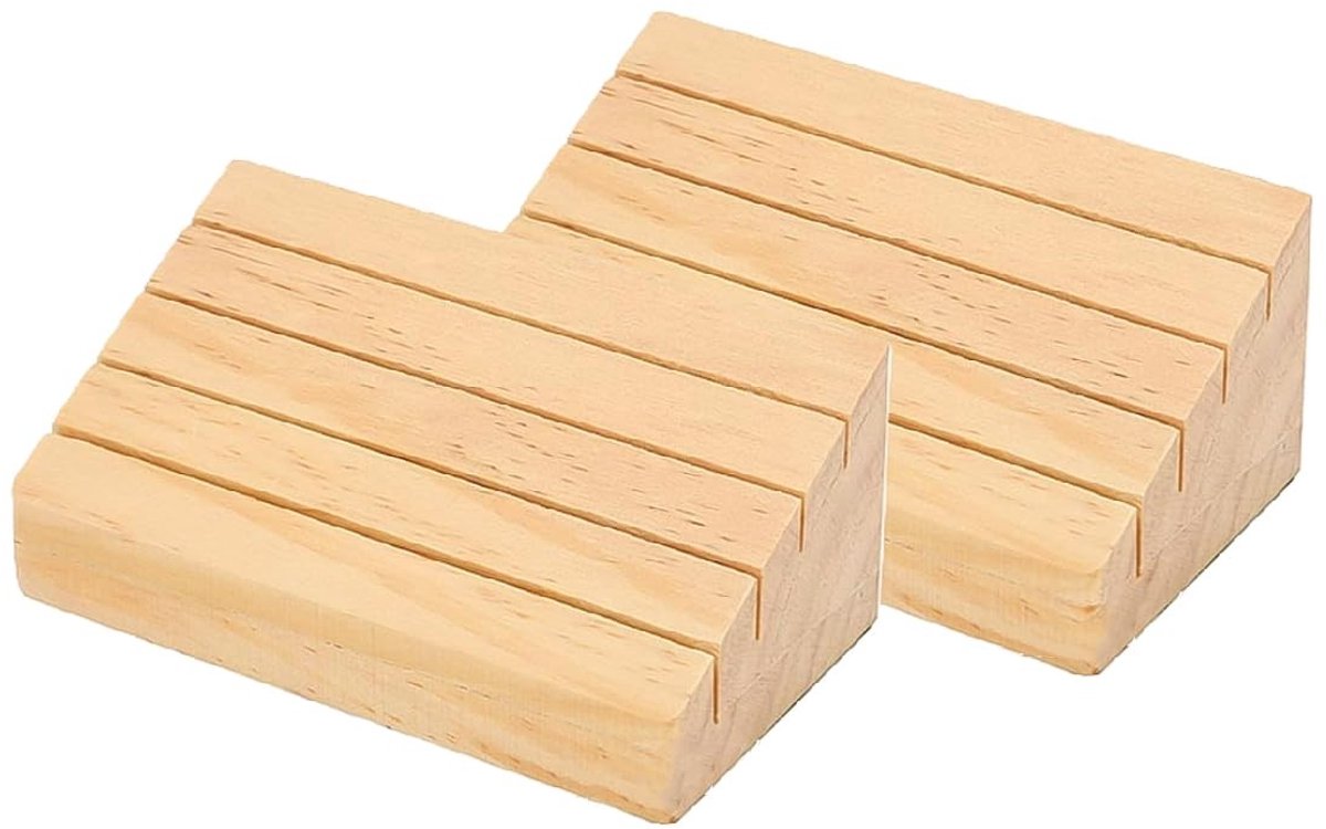 MTTproducts- Kaartorganizers 2 stuks - Massief Beukenhout - Standaardformaat - Ruimte voor 40 kaarten - Oplopende Hoogte - 15 x 8 x 6 cm - Kaarthouder
