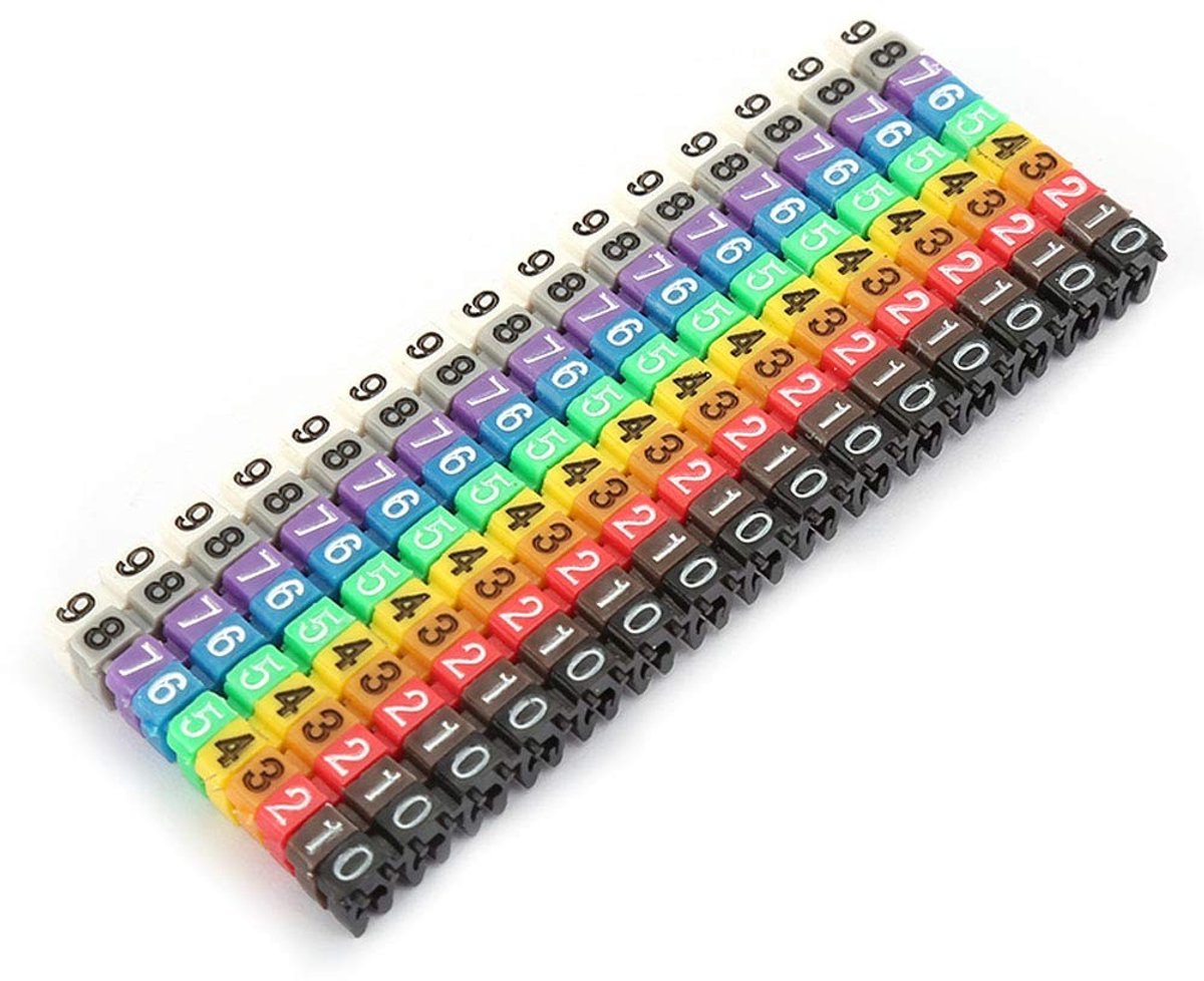 NTH products - Kabelidentificatie Clips - Plastic Tags 0-9 - 100 Stuks - Voor Organisatie - Handig voor Kabels - Ideaal voor Thuis - Wit