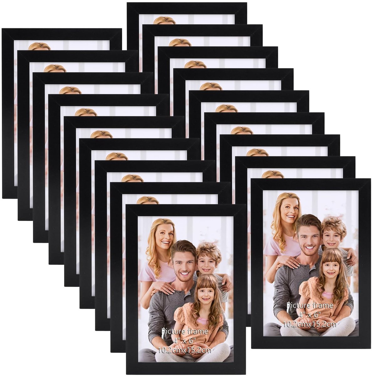 Cosensi- Fotolijsten Set van 18 - 4x6 Zwarte Fotolijsten - Wandmontage/Horizontaal/Verticaal - Tafelblad Weergave - Eenvoudige Vervanging in 10 Seconden - Tijdloze Stijl - Foto Lijst