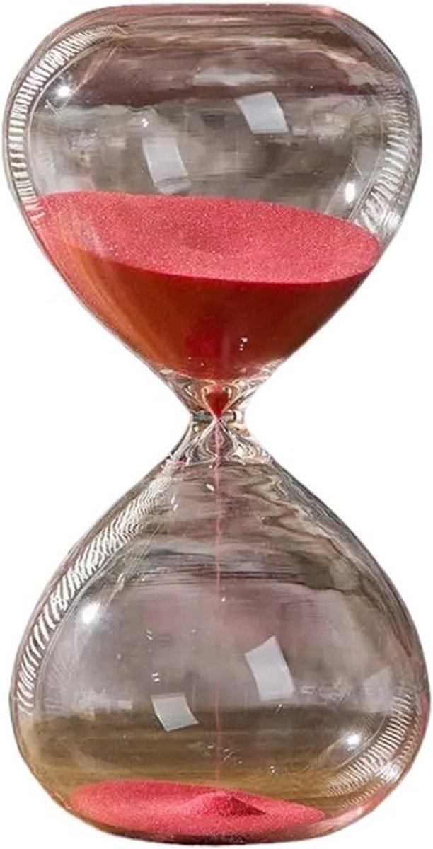 Zandloper Tijdtool - Zandklok Timer - Tijdmanagement Verbeteren - Decoratief Functioneel - 15 cm Hoog - Rood