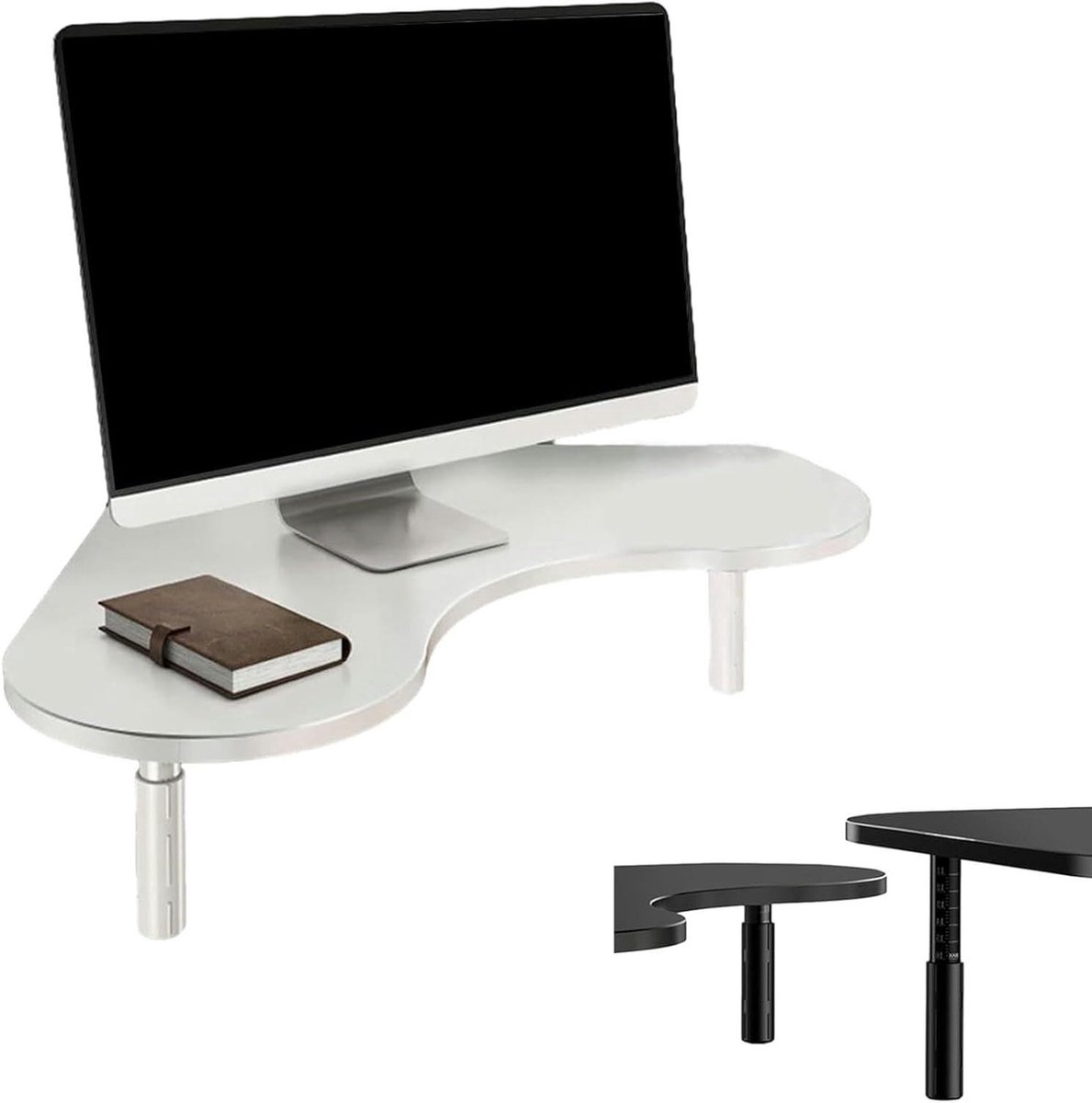 Monitorstandaard Verstelbaar - Bureauverhoger Scherm - Ergonomisch Werken - Installatievrij Ontwerp - 110-160 mm Hoogte - Wit