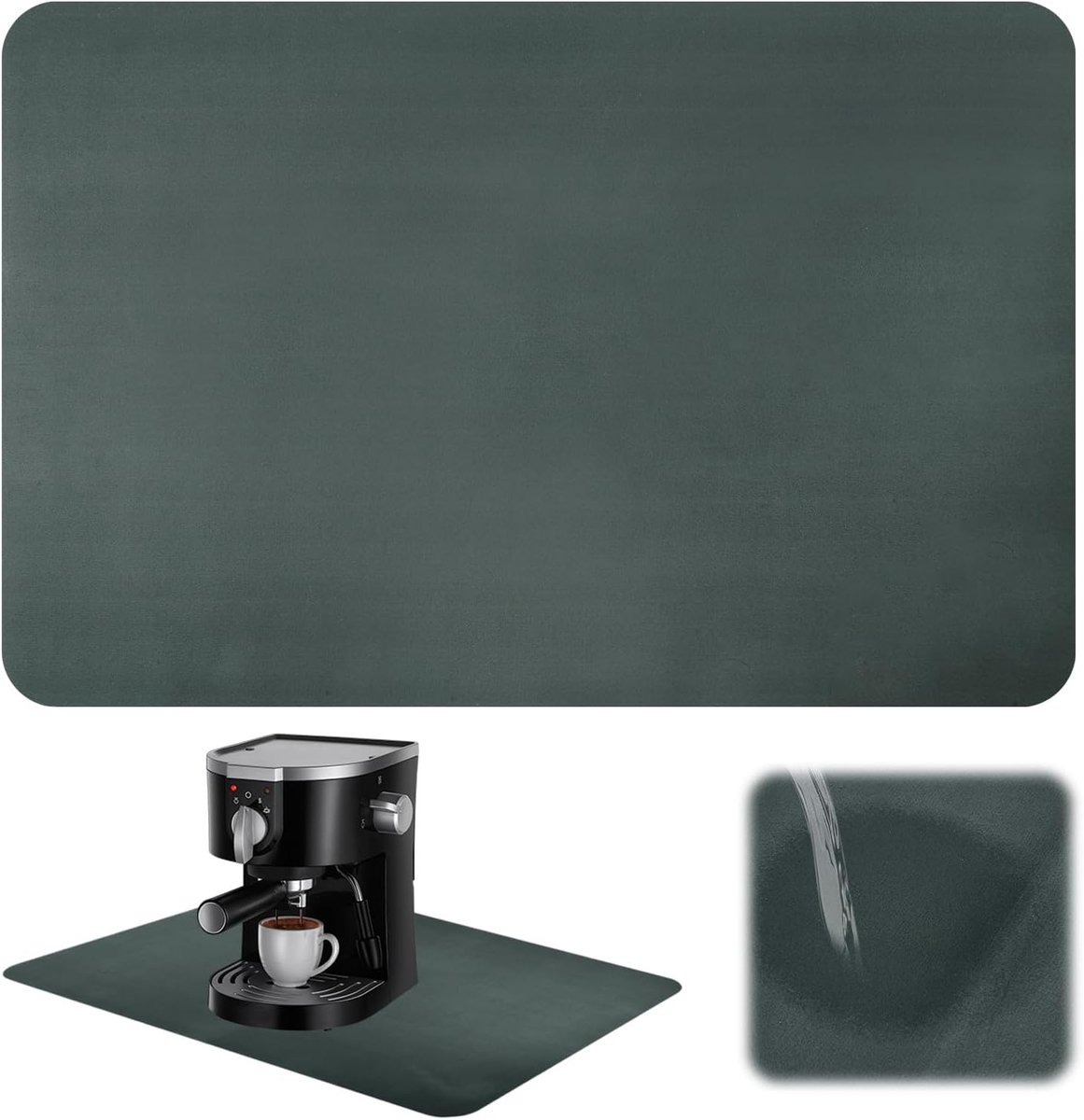 Absorberende Afvoermat voor Koffiezetapparaat, 50x60cm, Sneldrogend, Ideaal voor Keuken en Bar, Vaatdoek voor Afwas en Dishes, Donkergrijs