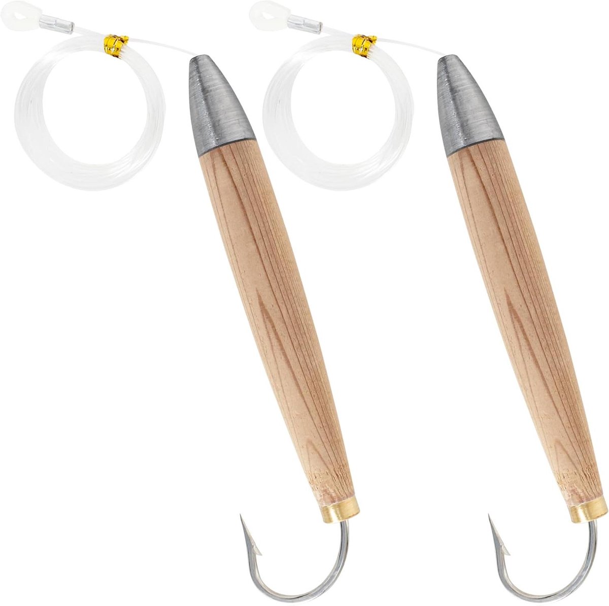 Houten Vis Lokaas - Vis Plug - Zoutwater Vissen - Natuurlijk Cederhout - 15 cm Set van 2 - Houtkleur
