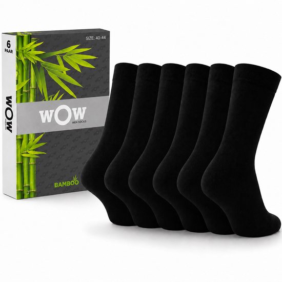 Premium Bamboe Sokken Zwart - 6 Paar - Heren & Dames - Naadloos - Maat 40-44