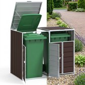 Kliko ombouw - UV-bestendig - Container - Berging - 2 Afvalbakken - Roestvrij staal- Weerbestendig - Bruin