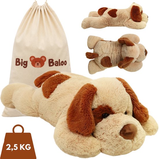 Big Baloo Verzwaringsknuffel Hond 2,5KG/70CM - Verzwaarde Zware Anxiety Knuffel - Weighted stuffed animal voor Kind & Volwassenen