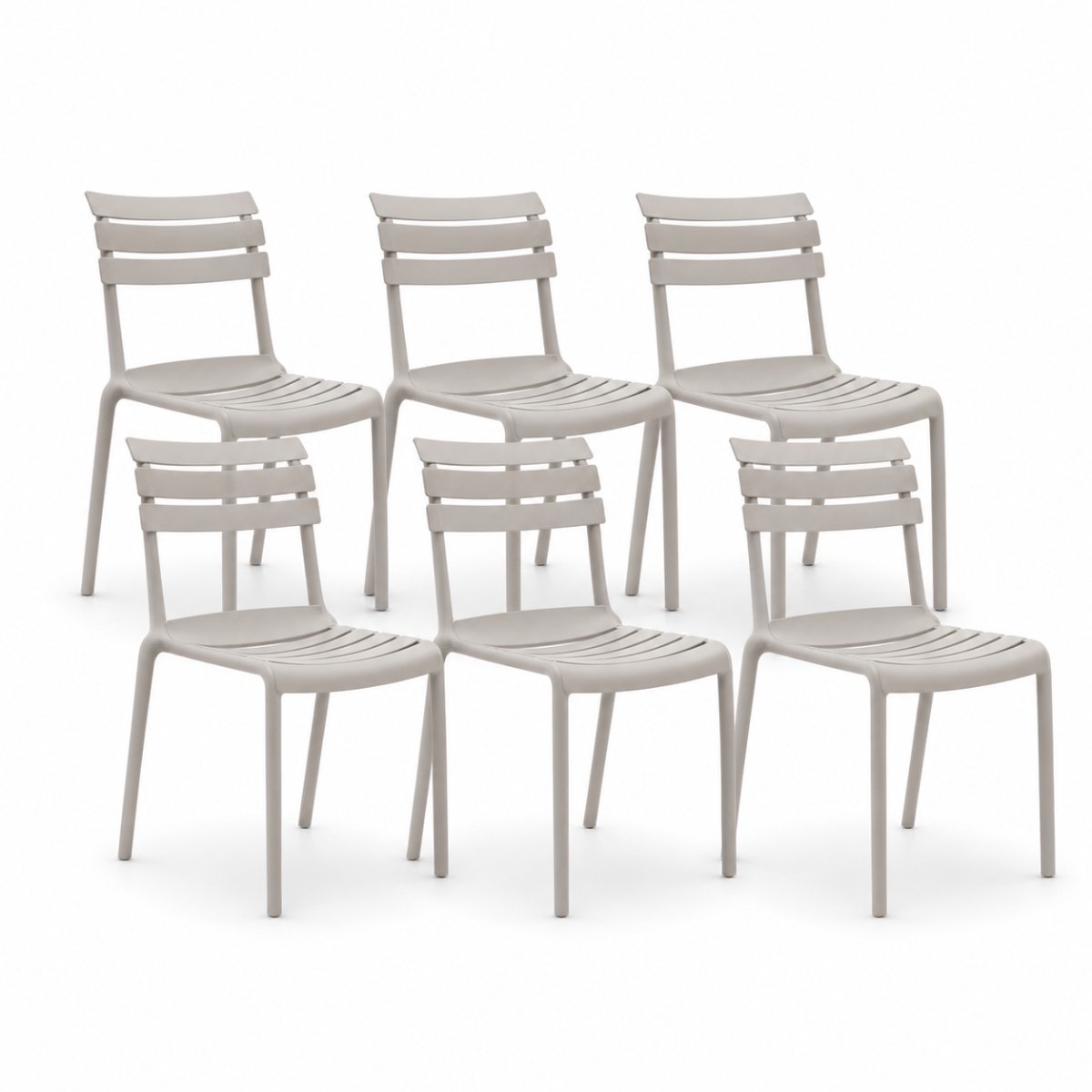 DS4U® - Liam tuinstoel - Set van 6 - Beige - Kunststof - Stapelbaar