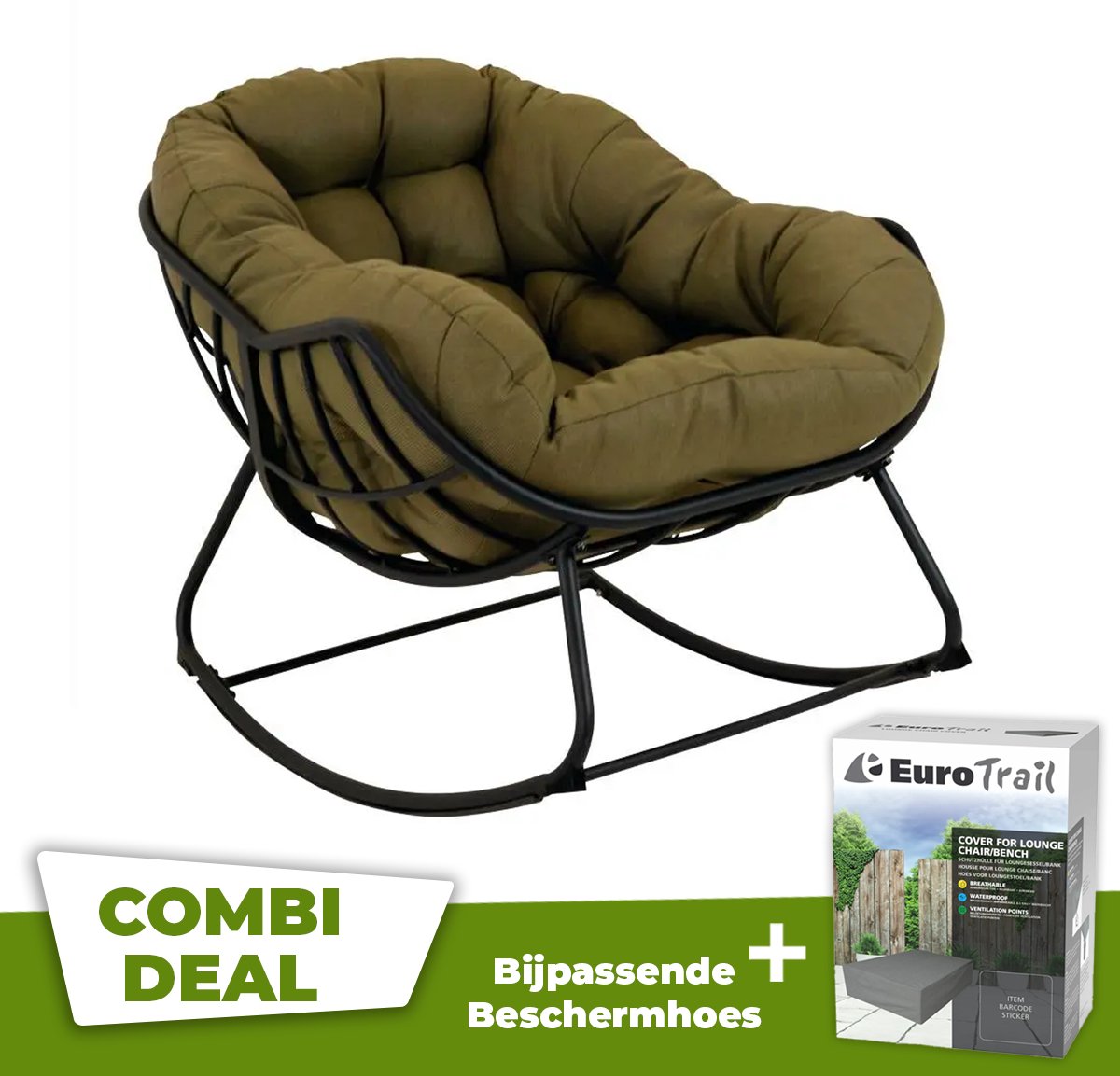 Lounge- schommelstoel Royal Rocking II groen met hoes