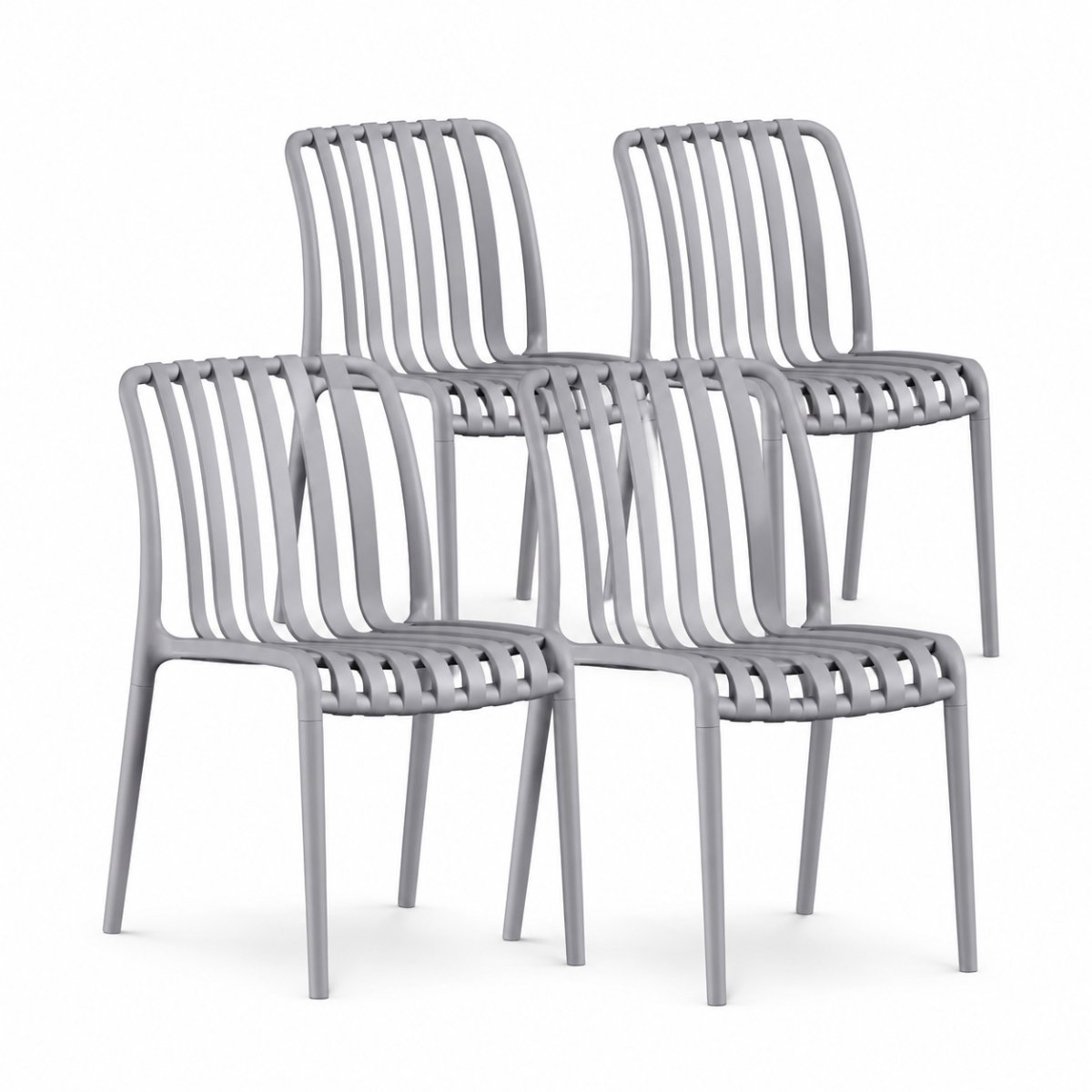 DS4U® - Max tuinstoel - Set van 4 - Grijs - Kunststof - Stapelbaar