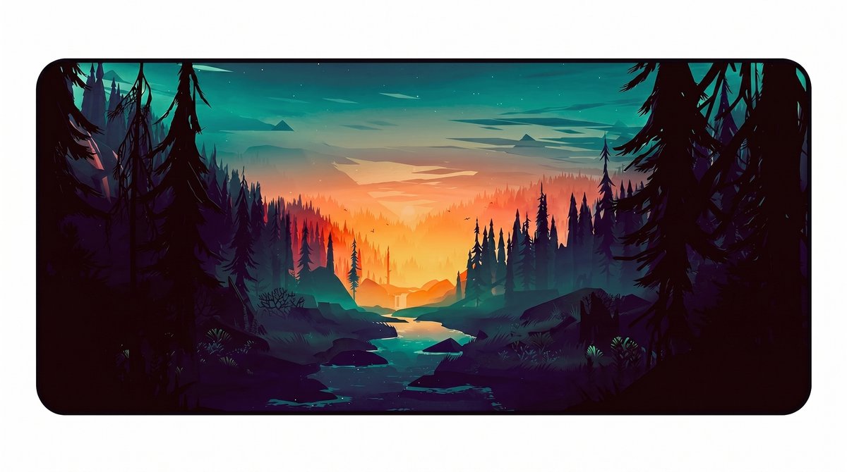 Gaming Muismat XXL - Forest Dawn - Polyester & Rubber - Antislip - 900x400mm