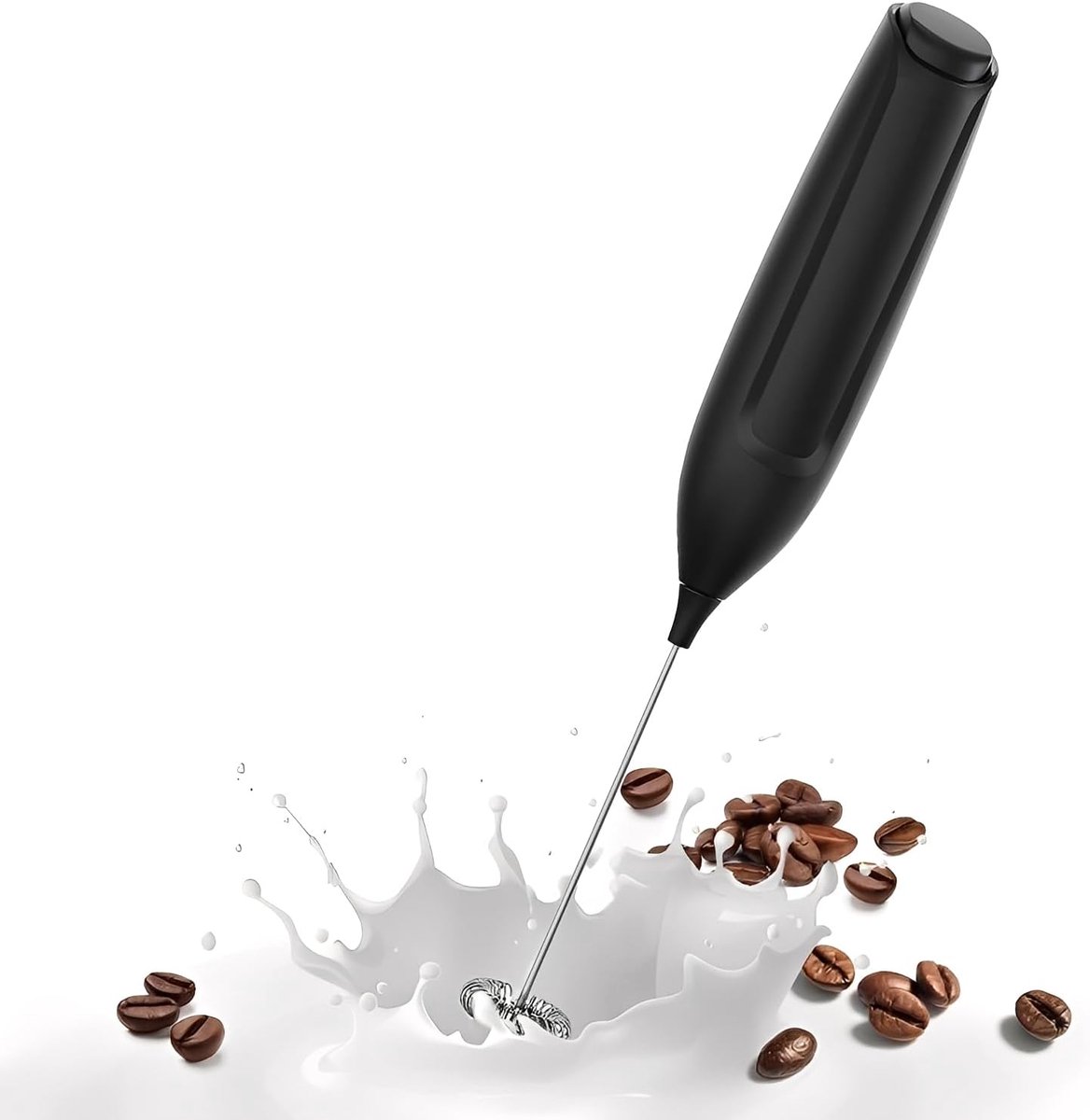 Elektrische melkopschuimer, roestvrijstalen garde, draagbare mini-mixer geschikt voor koffie, espresso, latte en warme chocolademelk