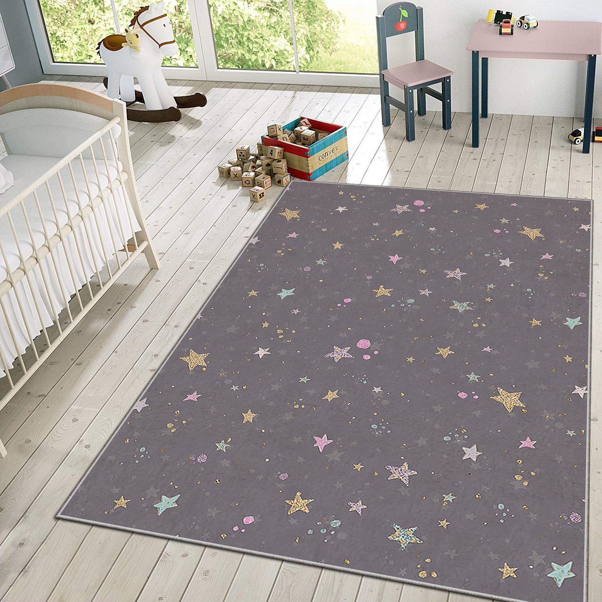 Vloerkleed Kinderkamer - Speelkleed Baby - Speelmat - Speeltapijt - Tapijt voor Kinderkamer - 120*180 cm - Sterrennacht