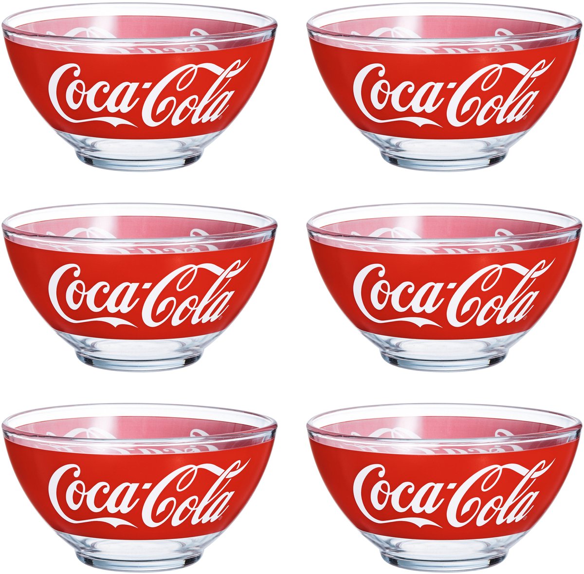Coca Cola Kommetjes - Glas - Ø 13 cm - 6 stuks - Tapas - Ontbijtkom - Hapjes/snacks serveren