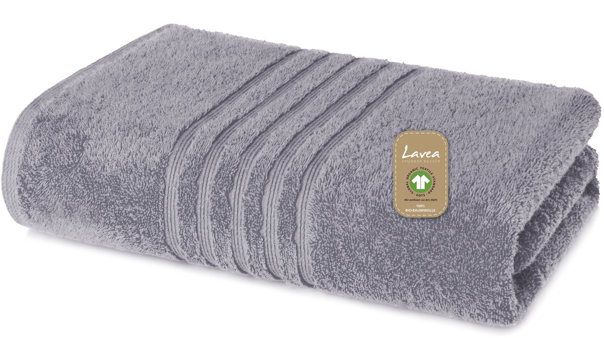 Lavea® 1 Saunahanddoek XXL 80x220 cm van 100% biologisch katoenen badstof, zacht en absorberend, voor thuis, hotel en spa – ook ideaal als douchehanddoek – Lichtgrijs