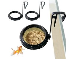 Voedingsring Aquarium - Voederring Vissen - Schoon Voeren - Klembare Bevestiging - 3 Stuks - Zwart