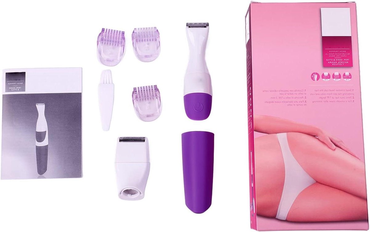 Elektrische epilator - Ontharingsapparaat bikini - Gladde huid - 2-in-1 nat droog - 3 opzetkammen - Wit